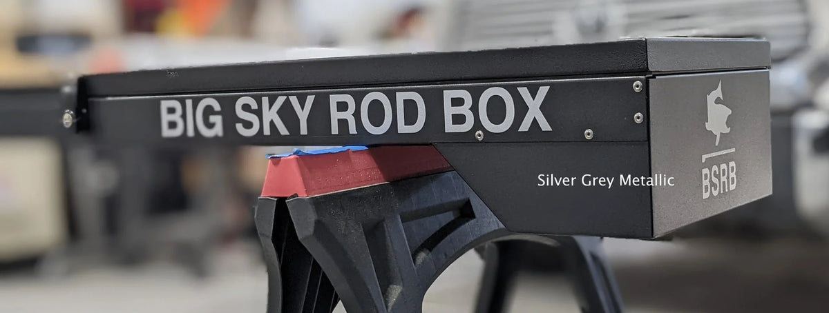 Big Sky Rod Box - Original Fly Rod Carrier - Driver's Side / Silver Grey Metallic Logo